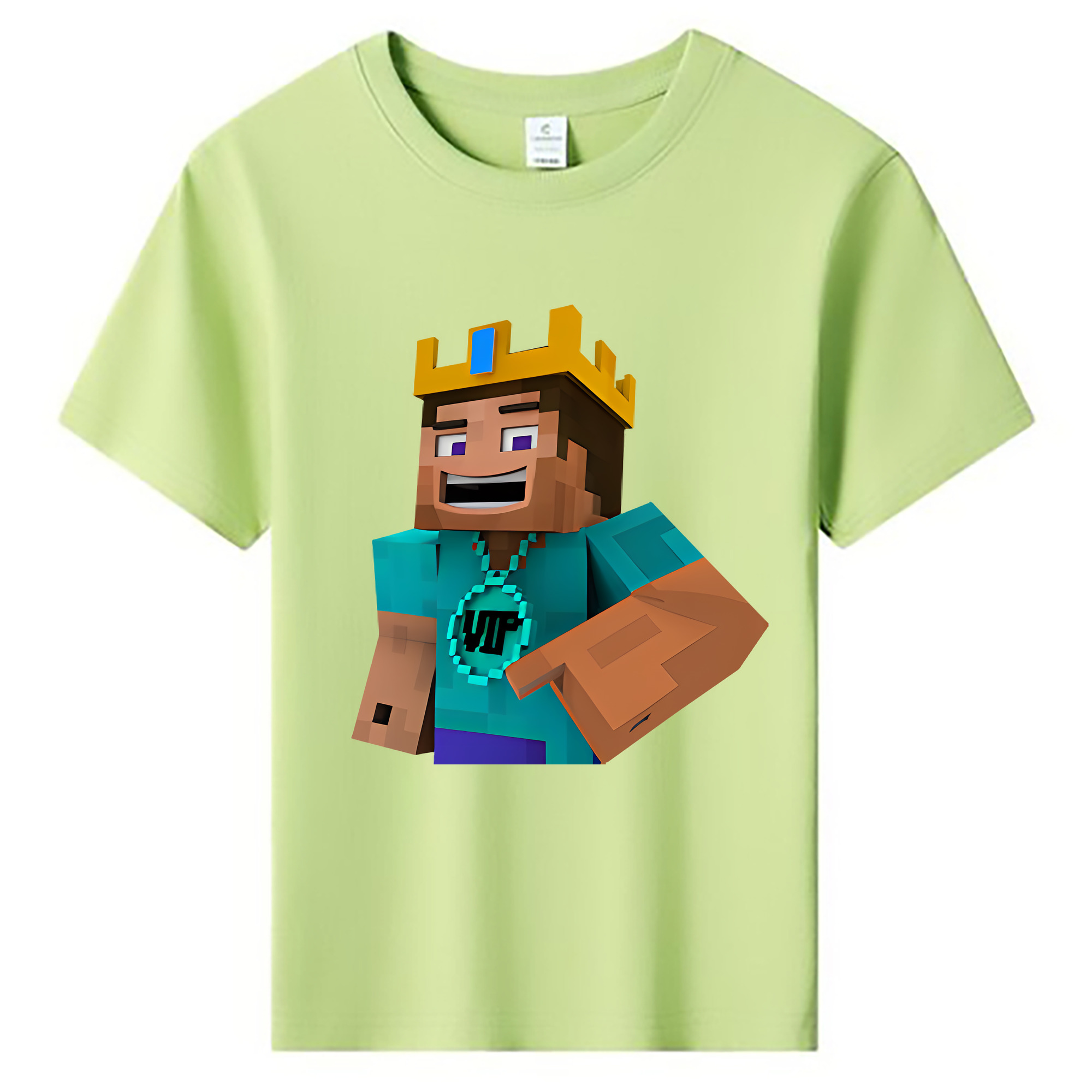 （画像用） マインクラフト ブロックの世界 Minecraft MC Block world 綿100％キッズTシャツ（フロントプリント）